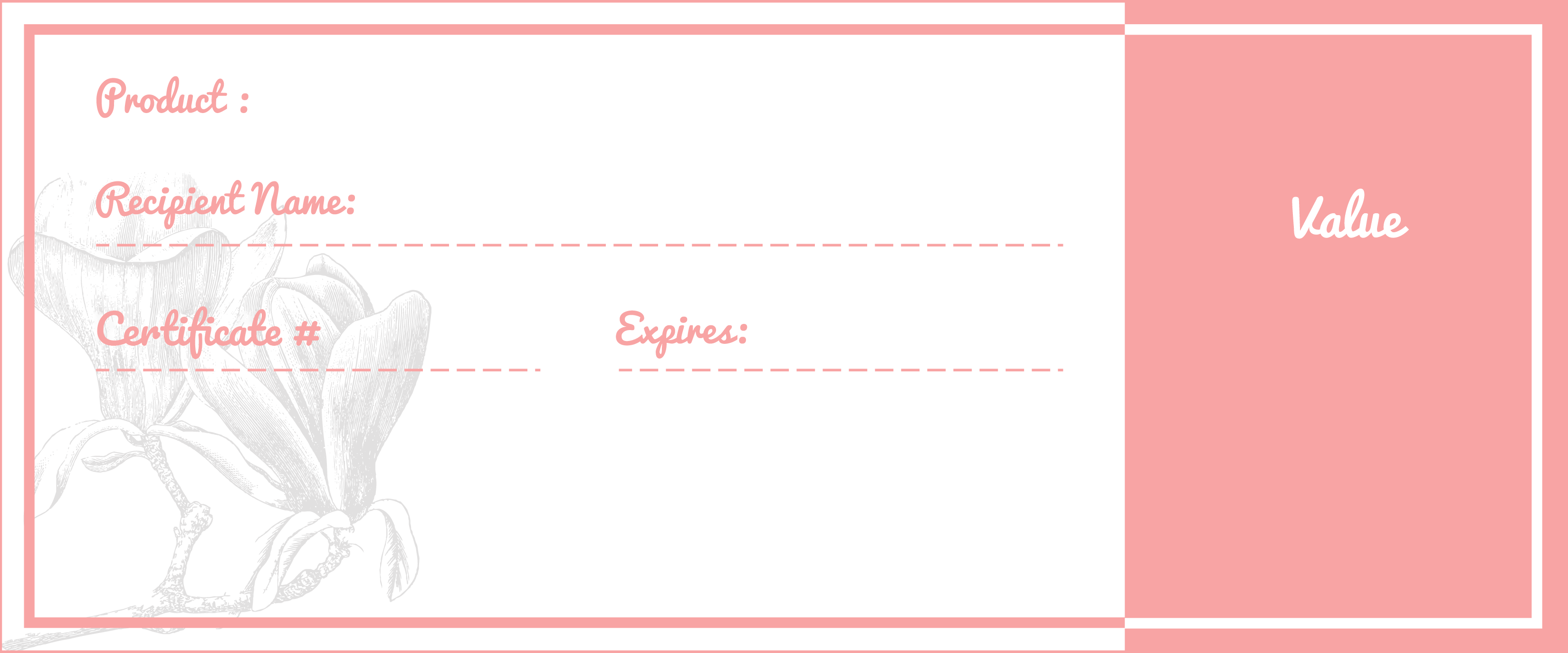 Gift Certificate Group 2: Feminine Blank gift certificate with floral design.