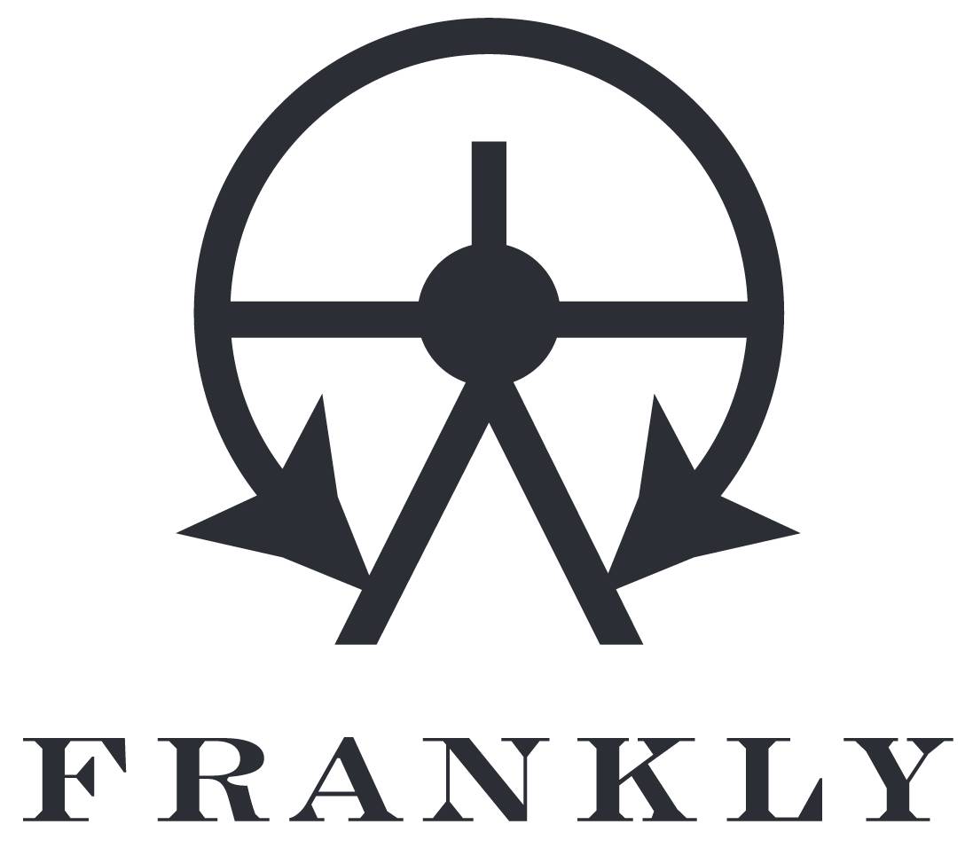 Frankly logo: circular compass design.