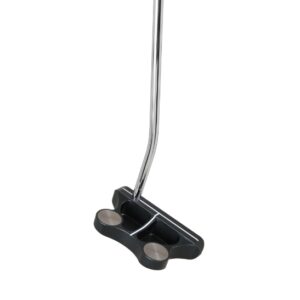 A black putter with two metal knobs on the end.