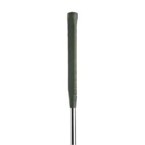 A green handle on a metal pole.